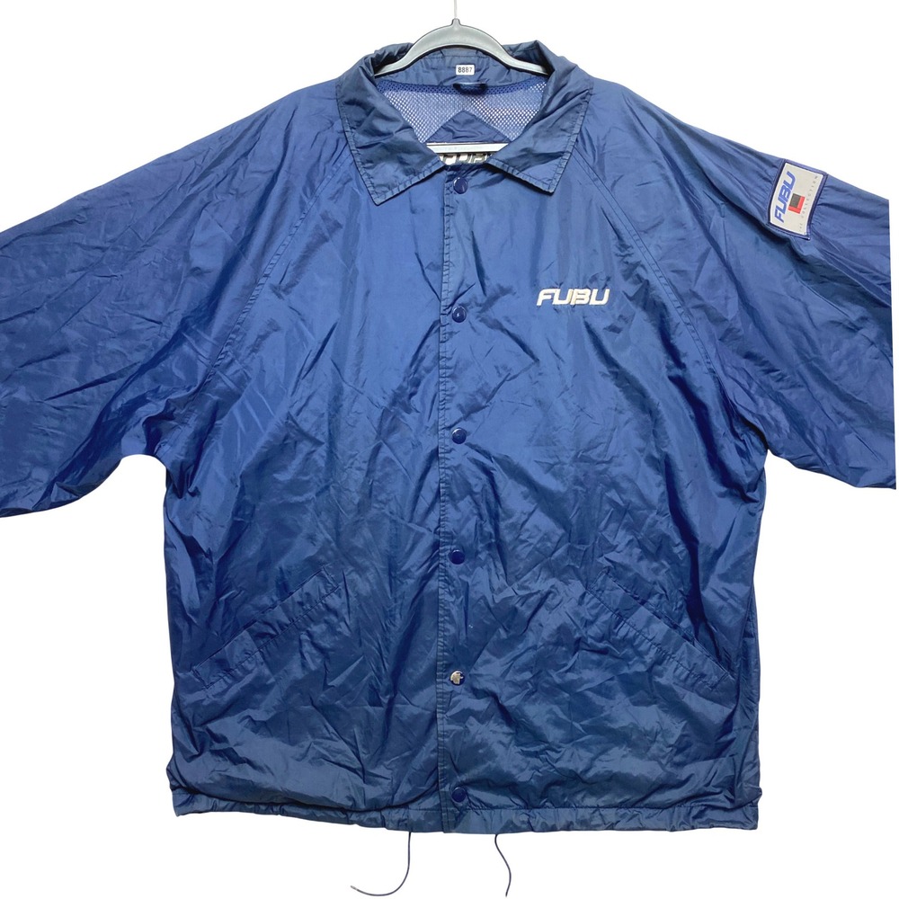Vintage FUBU The Collection Jacket XL Navy Windbreaker Coaches 90s Hip Hop